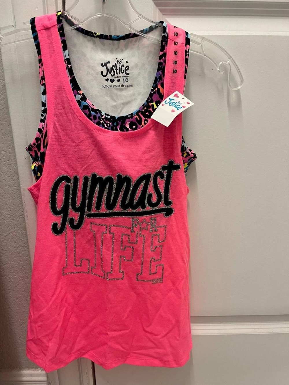 Size 10 justice life kids gymnastics tank top new with tags